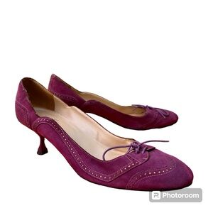 CHRISTIAN LOUBOUTIN Purple Suede Kitten Heels Sz 41